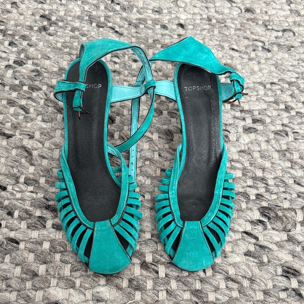 Topshop Turquoise Strappy Sandals